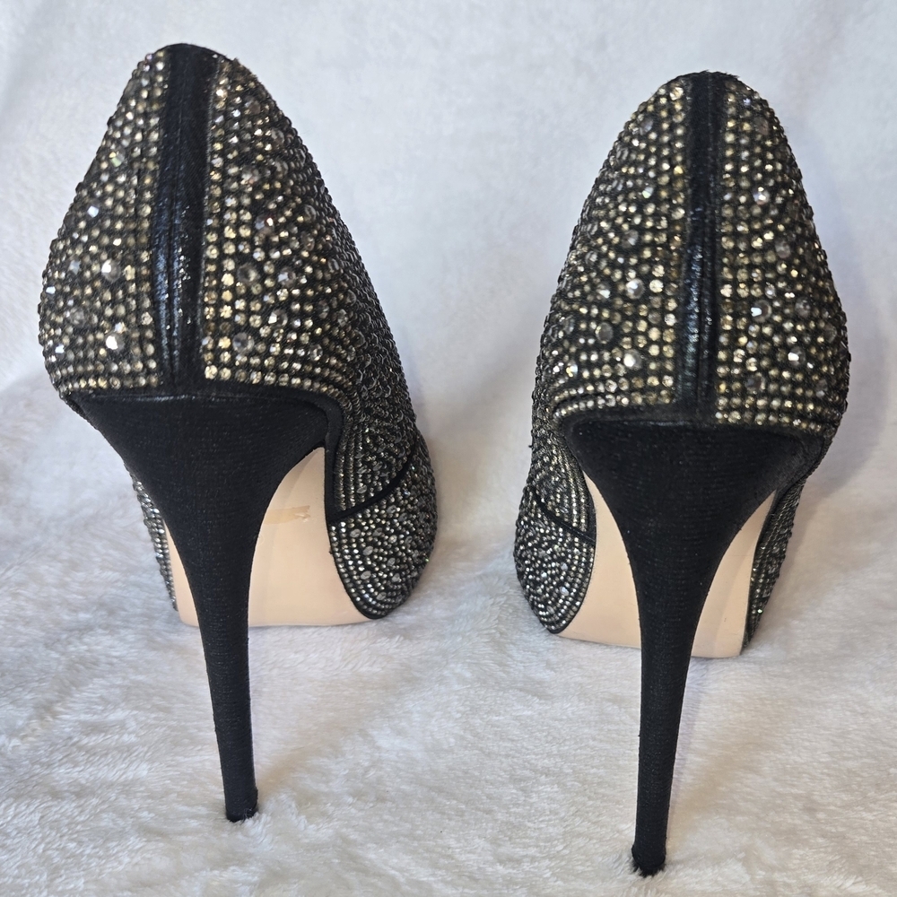 De Blossom 8 Peep Toe 5" Stiletto RHINESTONE YEAR ROUND SHOWSTOPPERS Sexy Shiney - Picture 10 of 11